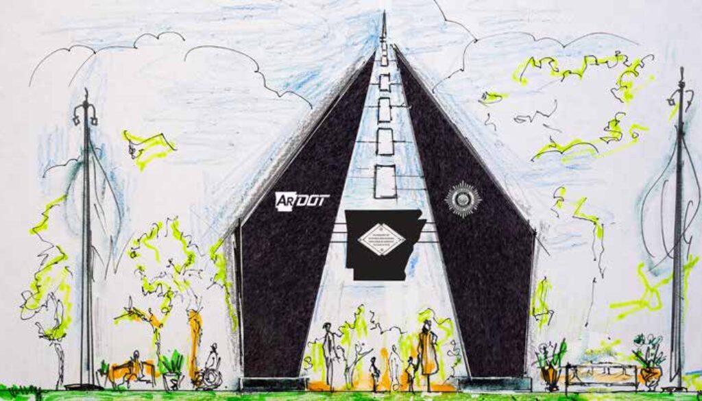 Artist rendering of the new ARDOT Fallen Worker Memorial