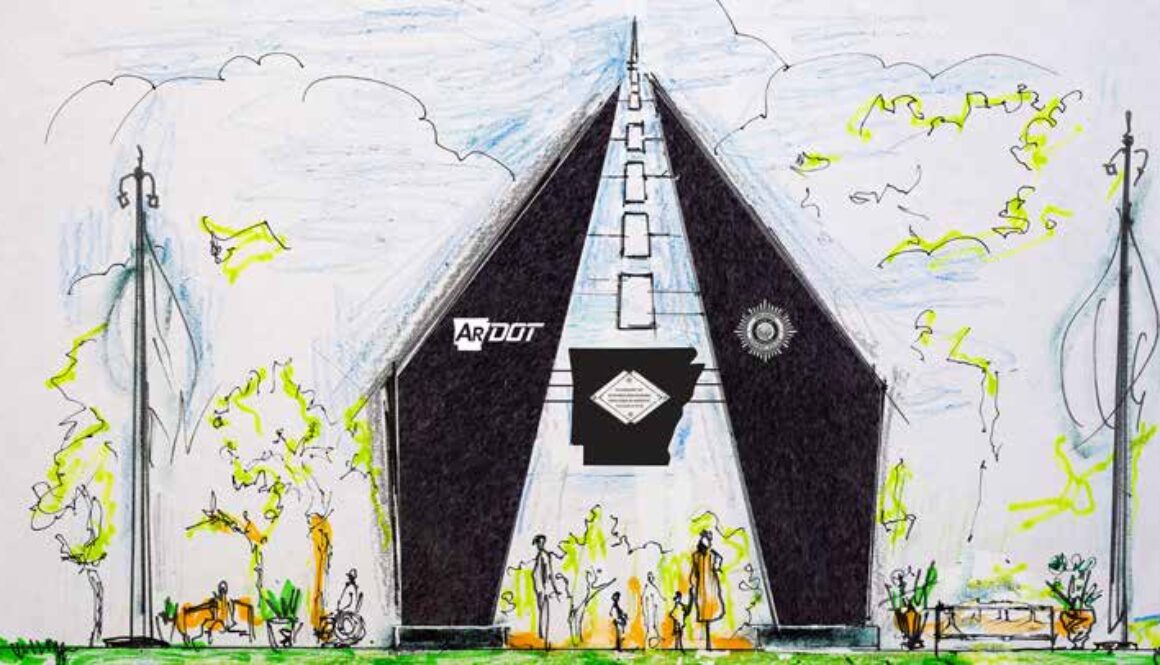 Artist rendering of the new ARDOT Fallen Worker Memorial